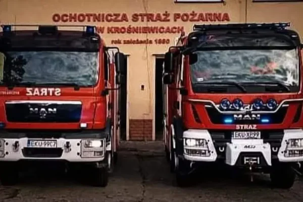 Wypadek w Krośniewicach – interwencja straży pożarnej i policji