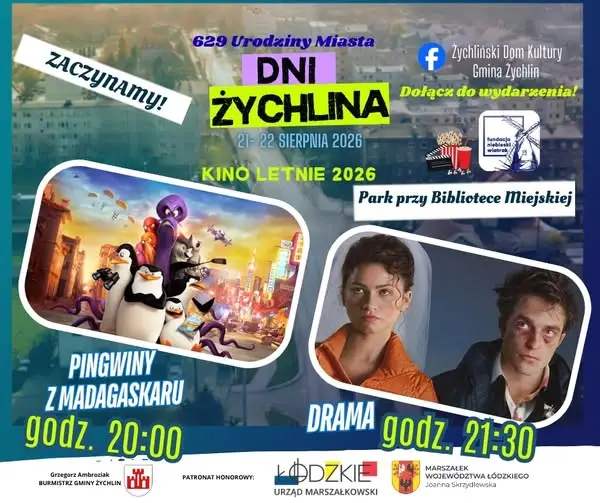 Żychlin świętuje 629. urodziny – dziś kino letnie pod gwiazdami w parku