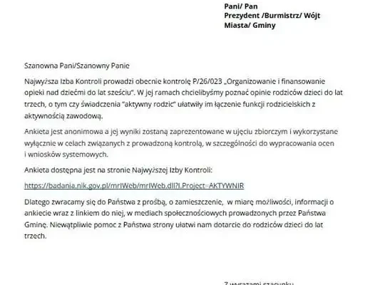 NIK zaprasza rodziców dzieci do lat 3 do udziału w ankiecie o programie „Aktywny Rodzic”