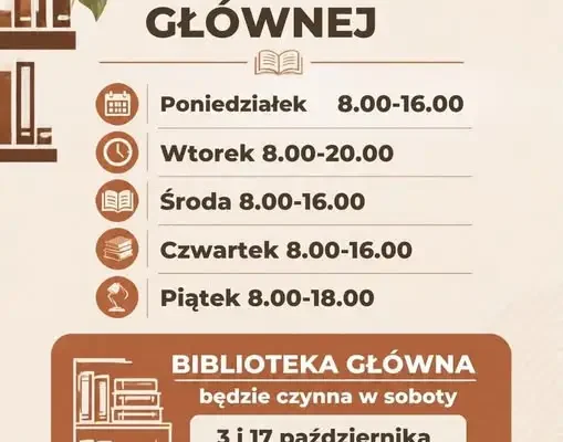 Biblioteka Główna w Zgierzu zmienia godziny otwarcia od 1 października