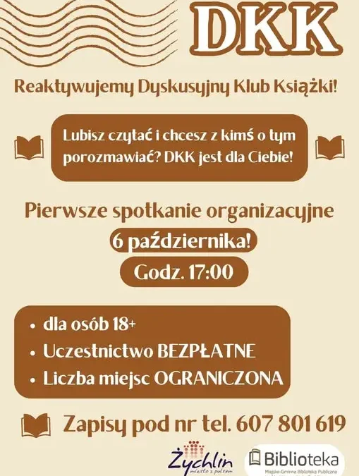 Dyskusyjny Klub Książki w Żychlinie zaprasza na pierwsze spotkanie