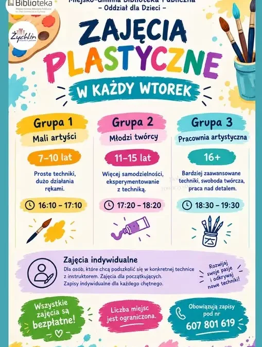 Bezpłatne zajęcia plastyczne w bibliotece w Zychlinie – zapisy trwają