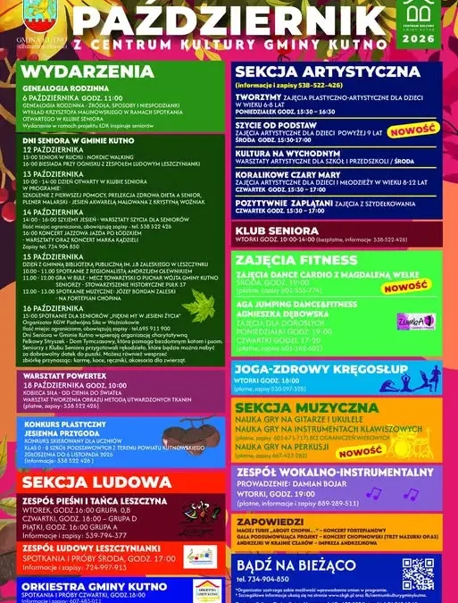 Październik pełen kultury w Gminie Kutno – sprawdź kalendarz Centrum Kultury