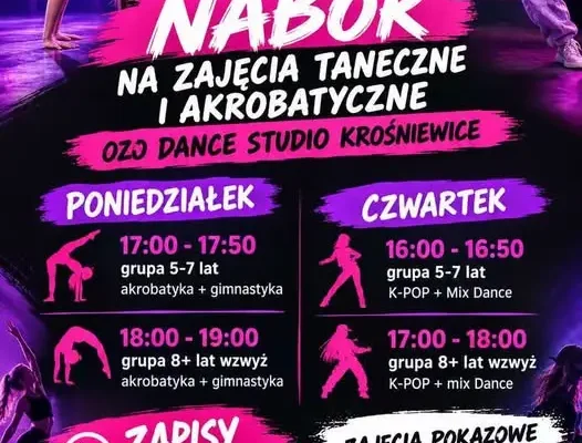 Krośniewice: nabór na zajęcia taneczne i akrobatyczne dla dzieci i młodzieży