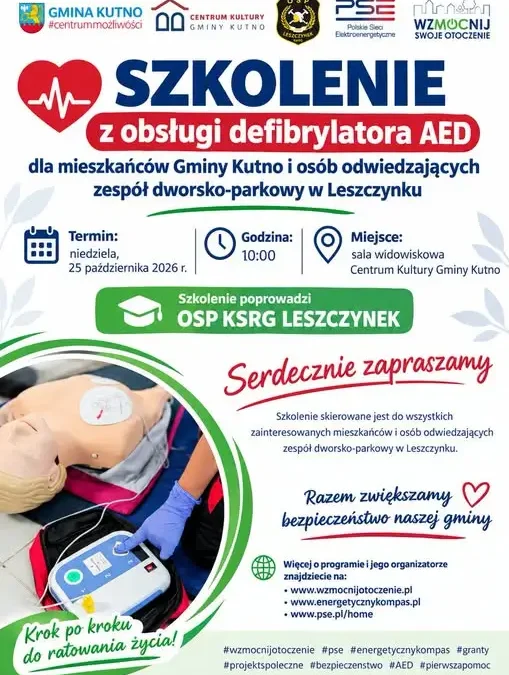 Bezpłatne szkolenie z obsługi AED w Gminie Kutno – 25 października